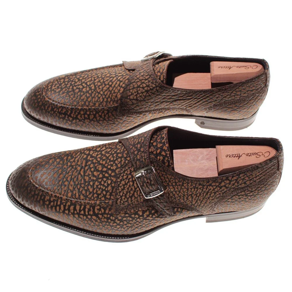 Di Bianco NWB Single Monk Strap Dress Shoes Size 44.5 (US 11.5) in Brown Bison